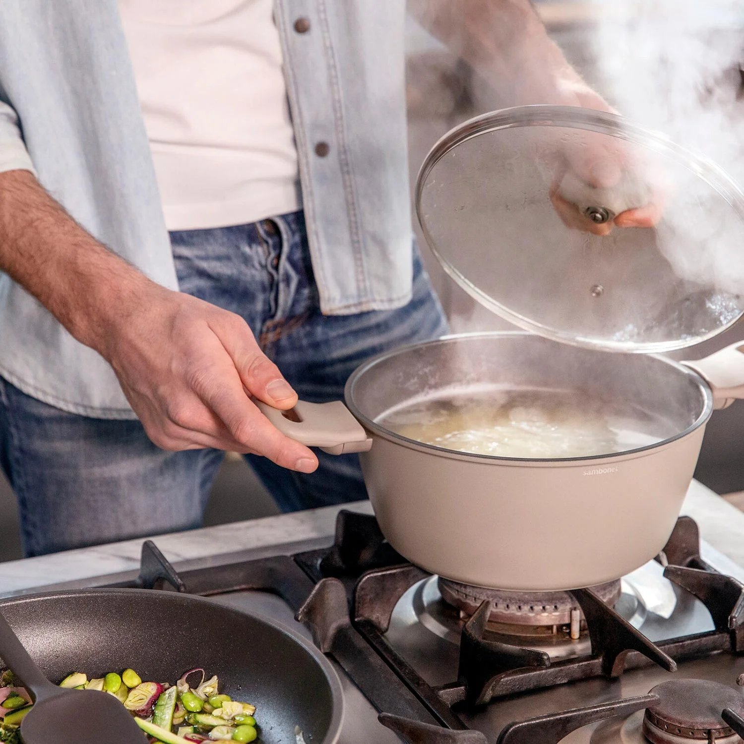 Sambonet Кастрюля с крышкой 24 см 4,2 л Silver Force  (51087-74) Sambonet - spb.v-b.ru