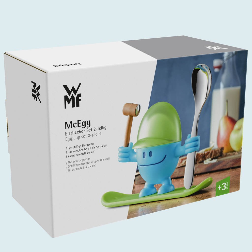 Children WMF Подставка для яйца McEgg голубая с ложкой  (0616687620) WMF - spb.v-b.ru